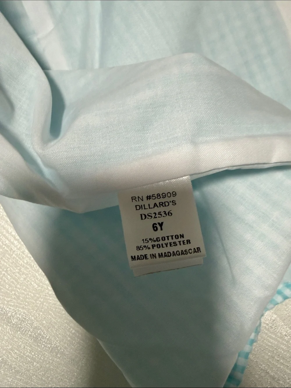 Edgehill Collection White Henley Top with Light Blue Gingham Shorts .kids size 6